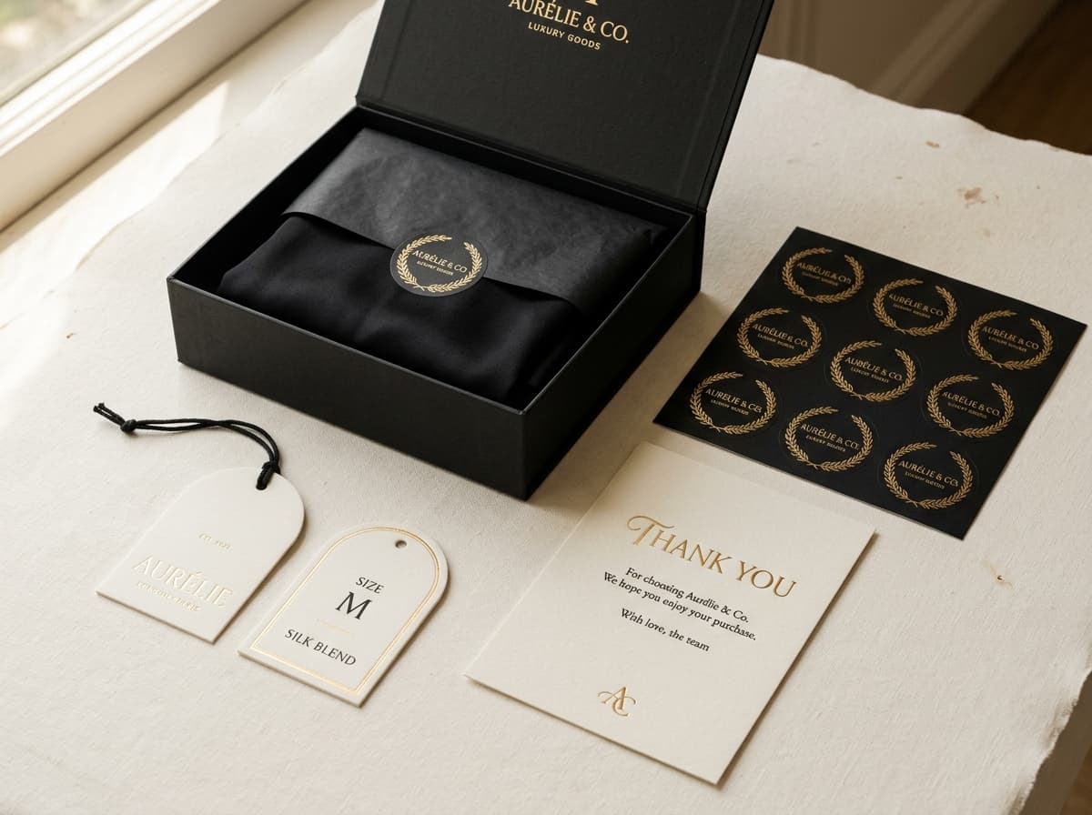 Die cut vinyl labels applied on packaging parcel
